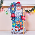 Hand carved Santa wooden figurine 8.3 inch, squirrel in winter forest, Christmas mantel decor