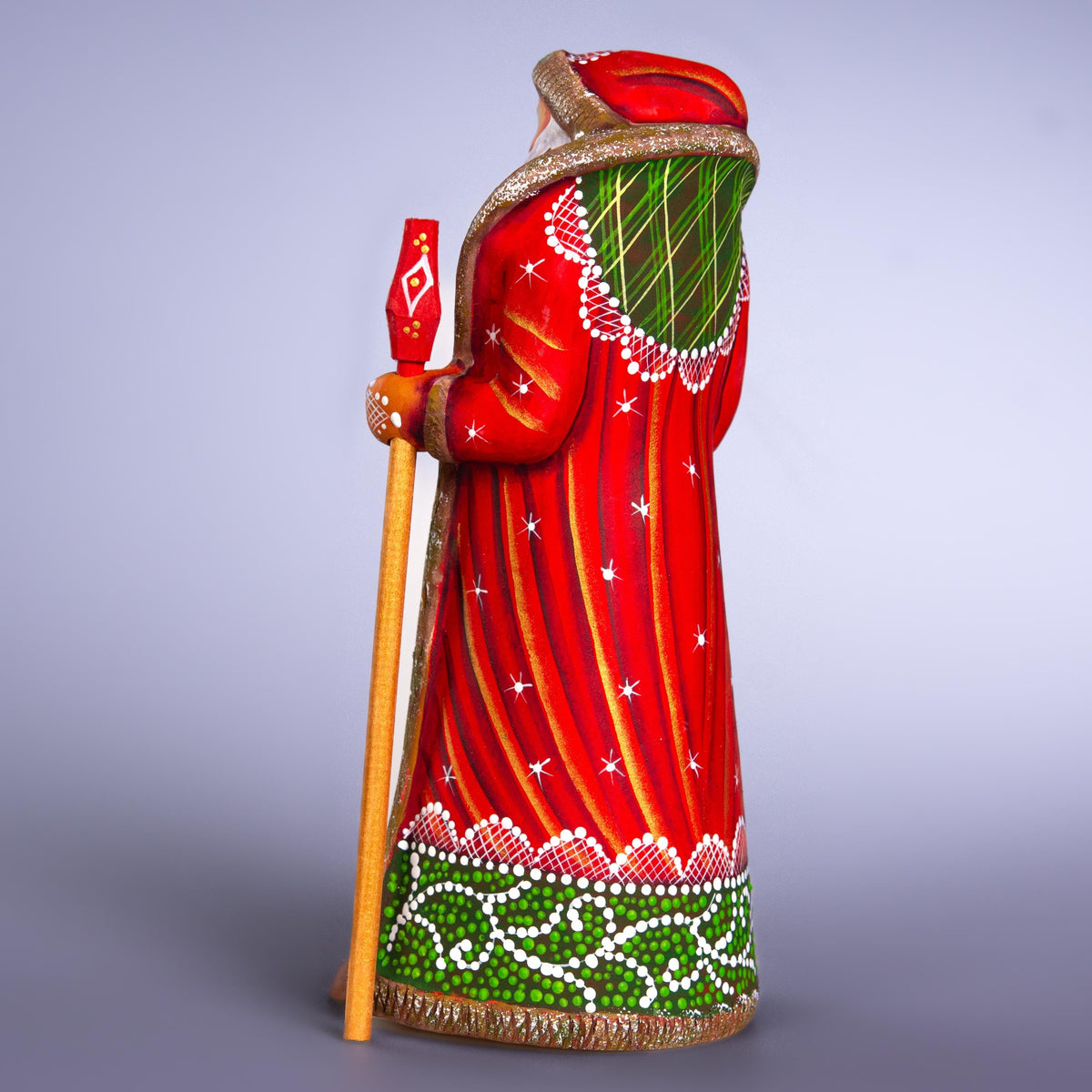 Wooden Santa Figurine 9" – Hand-Carved Christmas Mantel Decor, Folk Art