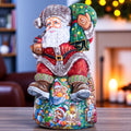 Artist Painted Santa Figurine 14 inch, Solid Wood, Fireplace and Gifts Mantel Decor
