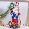 Hand-Carved Wooden Santa Claus Figurine: Christmas Holiday Decor