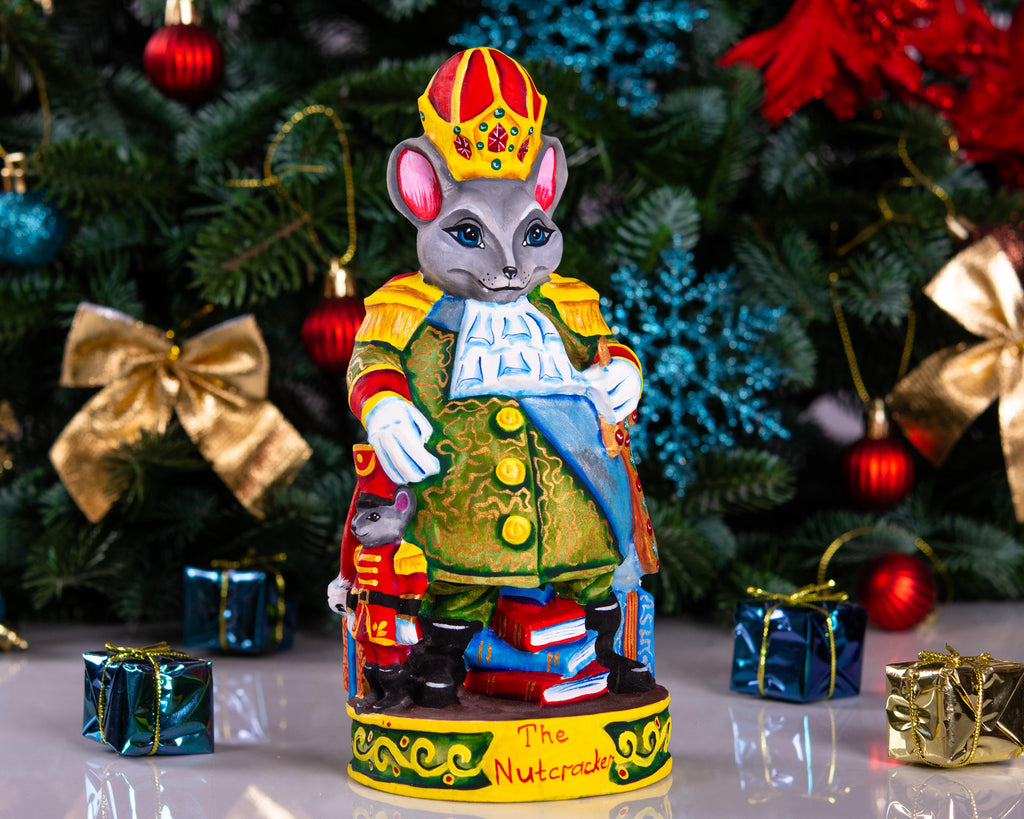 Hand carved Mouse King figurine 8.3 inch, Nutcracker mantel decor