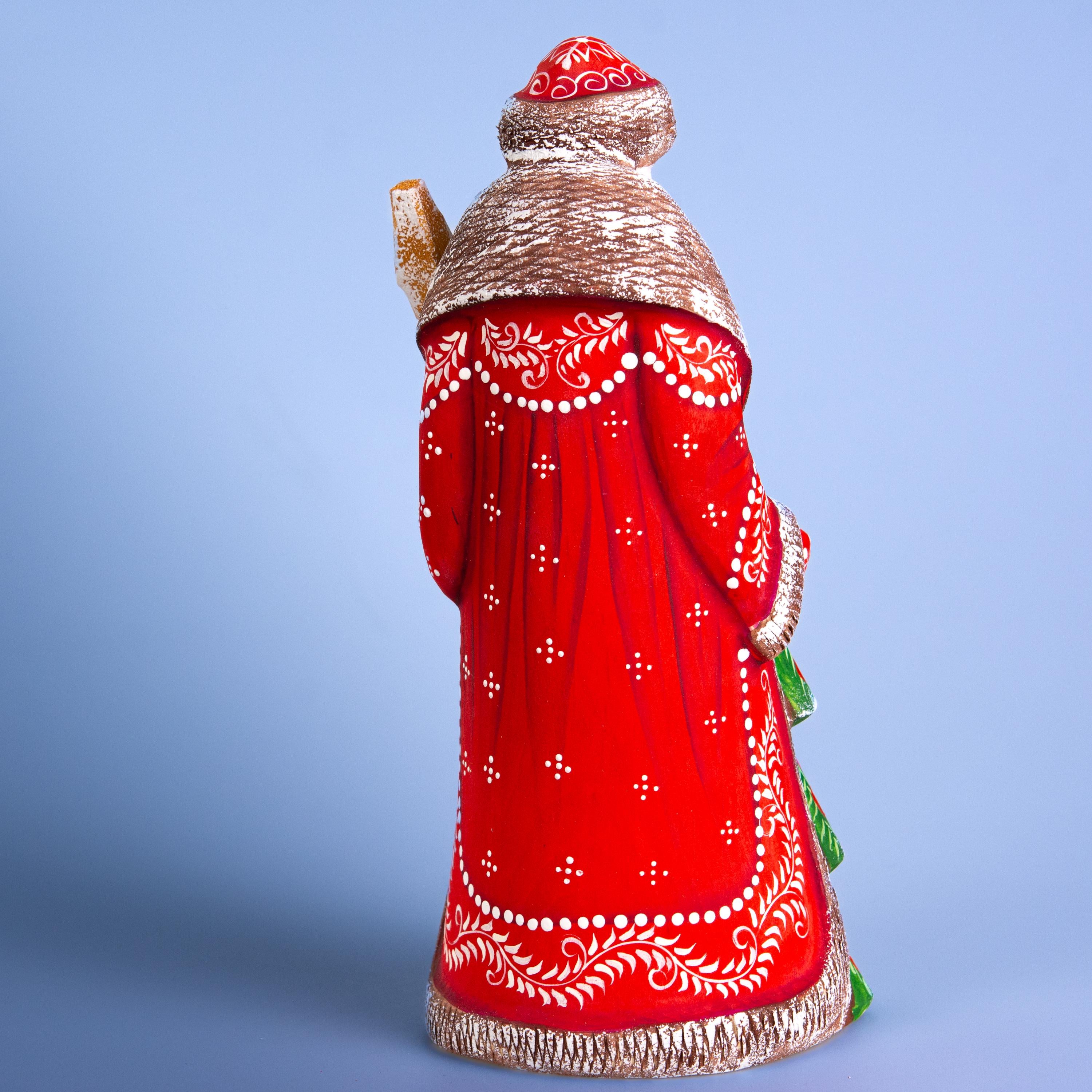 Hand Carved Wooden Santa Claus Figurine: 9" Holiday Decor
