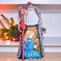 Old-World Santa wooden figurine 9.4 inch, Nutcracker Christmas scene, mantel display decor