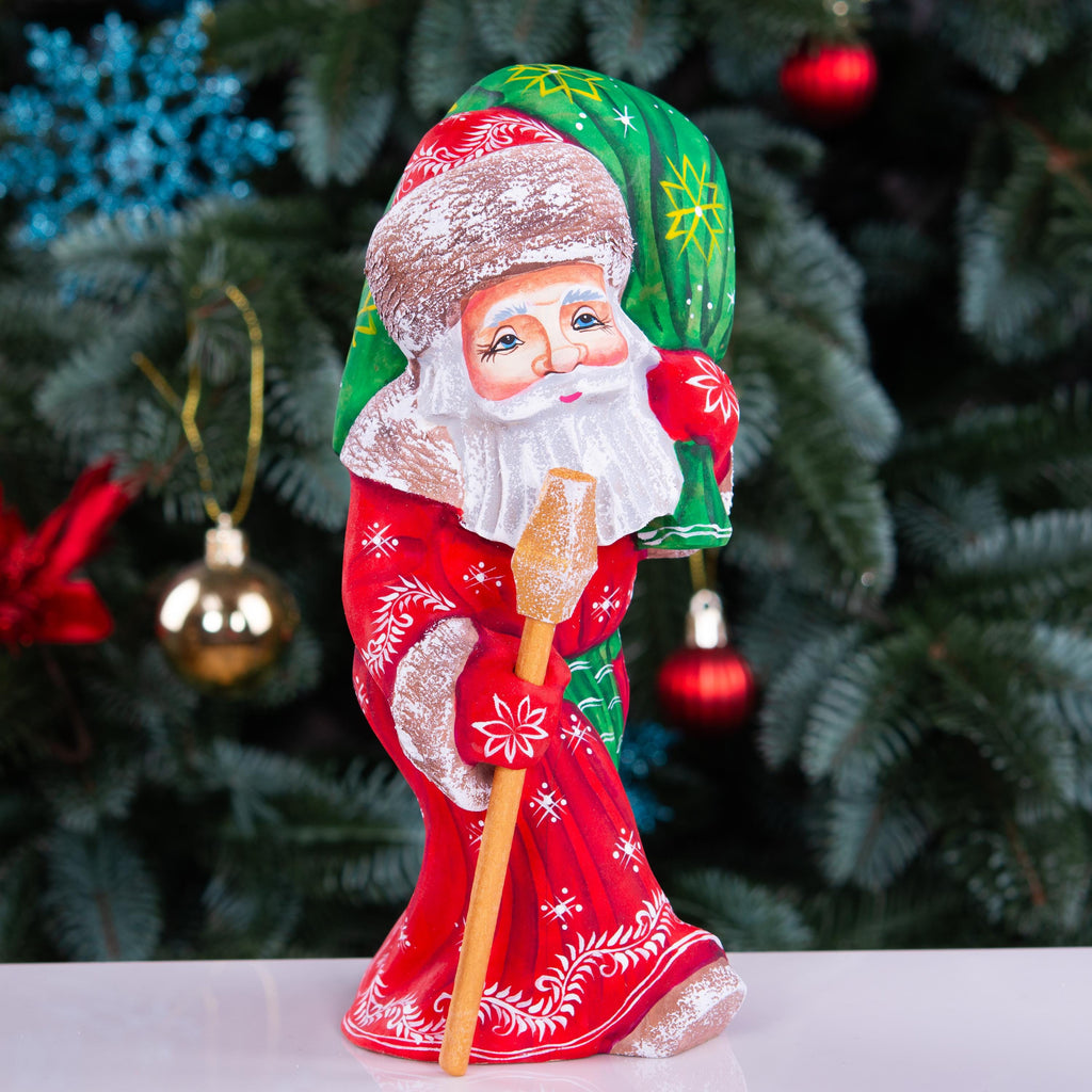 Old World Father Christmas figurine, carved solid wood, 7.9 inch