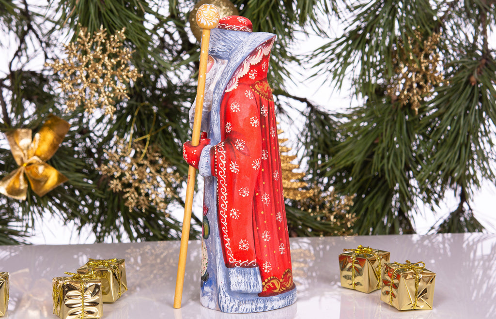 Old-World Santa Claus figurine 9 inch hand carved wood, cozy child artwork, mantel centerpiece