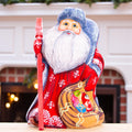Hand carved Santa wood figurine 5.5 inch, stocking stuffer size, Christmas home decor
