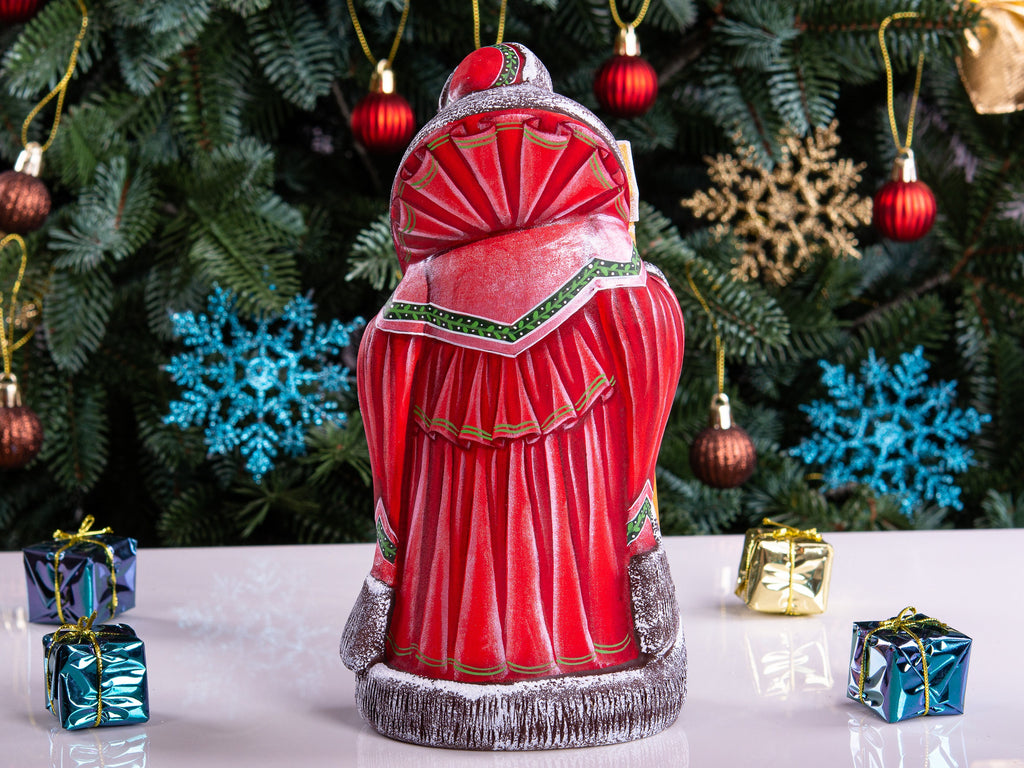 Hand Carved Wooden Santa Claus Figurine: 9" Christmas Decor