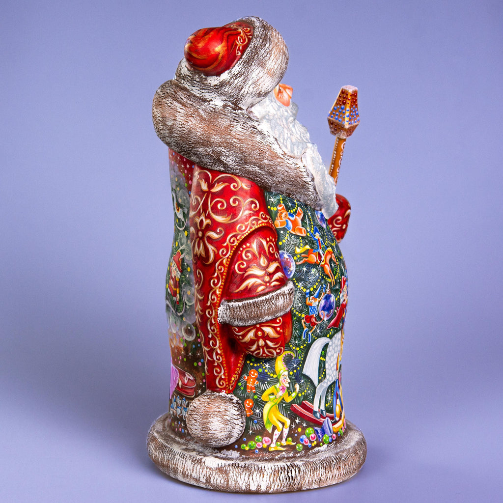 Hand Carved Wooden Santa Statue 14", Nutcracker Scene, Old World