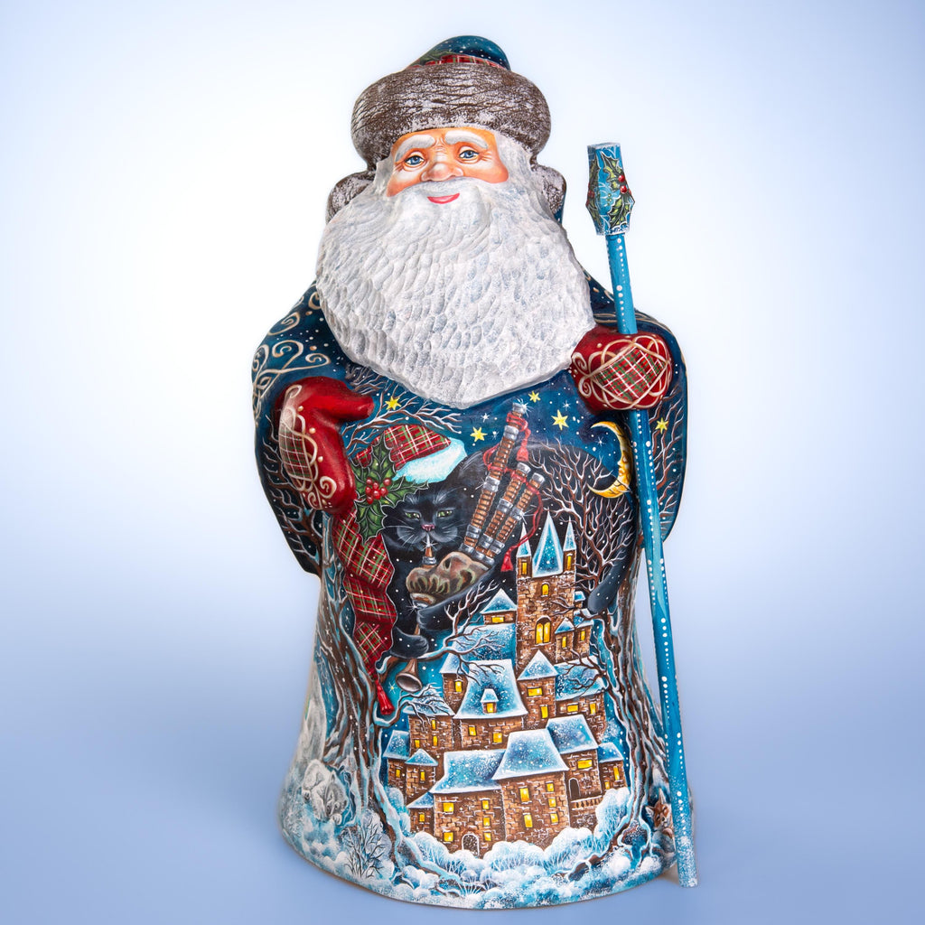 Hand carved Santa figurine 14 inch, snowmen and reindeer decor