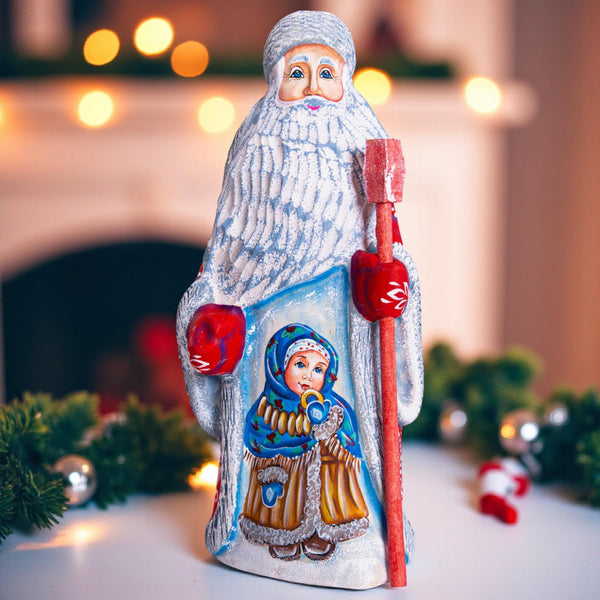 Wooden Carved Vintage Santa Claus figurine 8