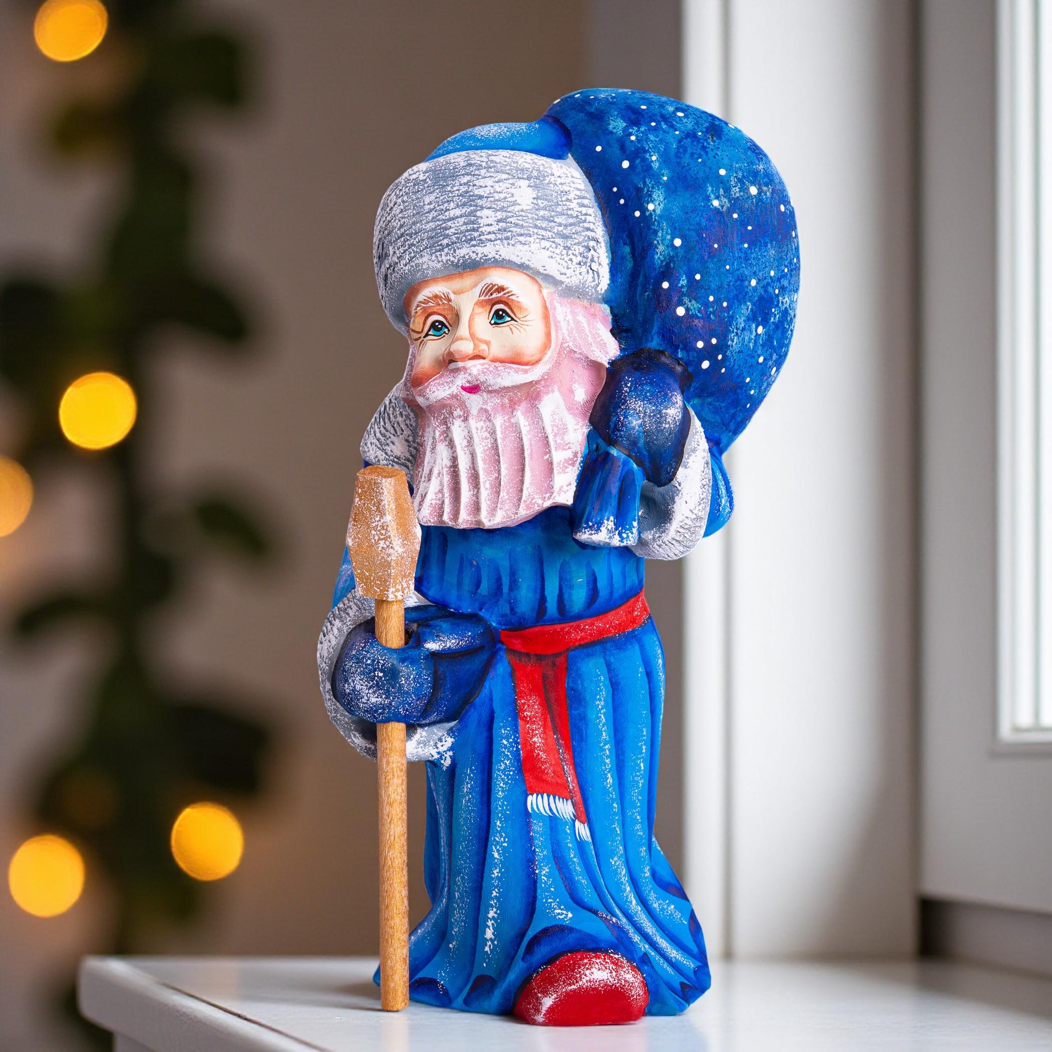 Kris Kringle nativity Santa 8 inch wooden figurine, religious Christmas shelf decor
