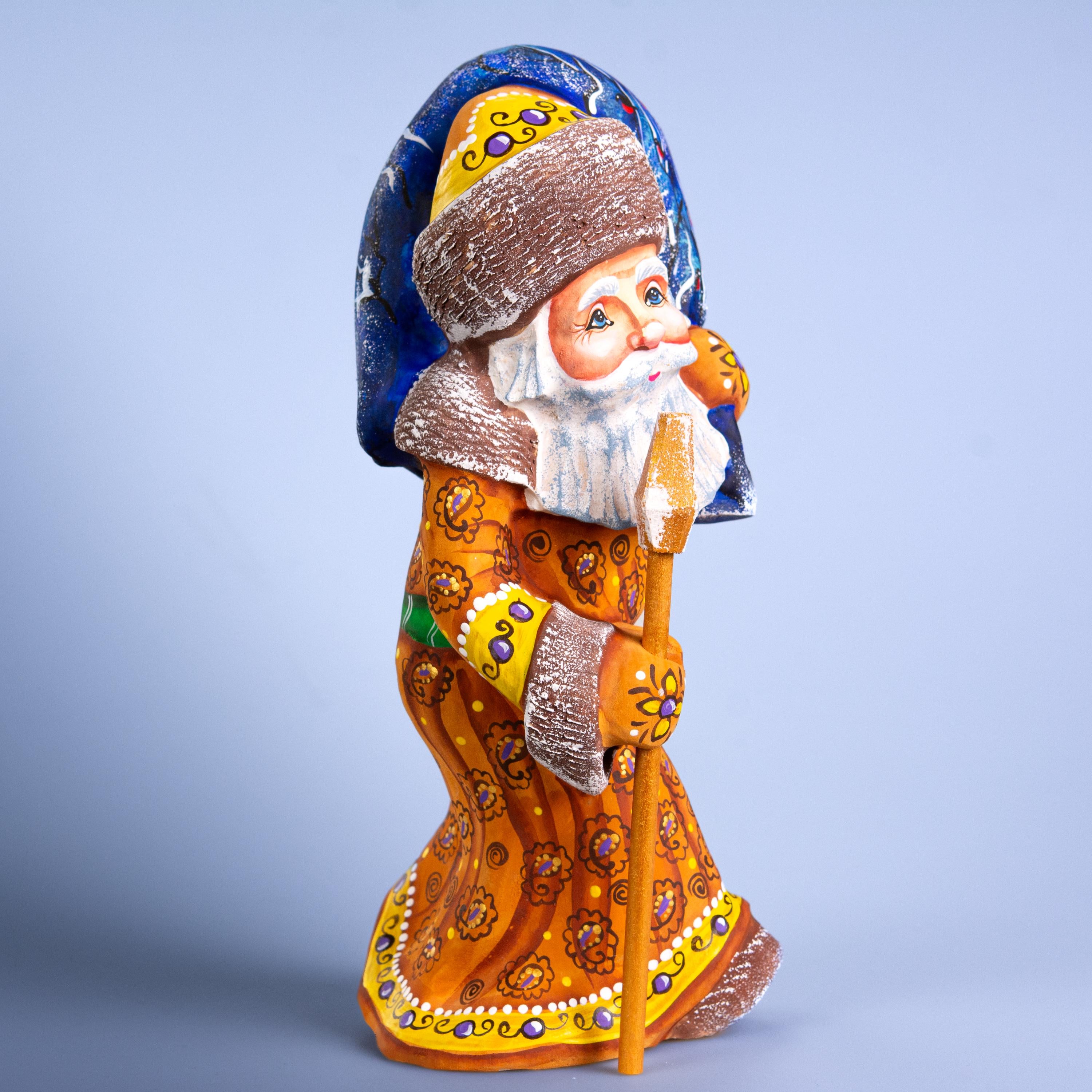Hand painted wooden Santa 10 inch figurine, collectible Christmas decor
