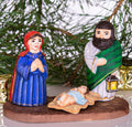 Hand Carved Wooden Nativity Set 4", Holy Family on Board