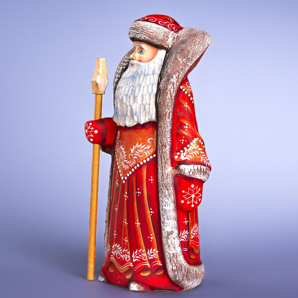 Hand Carved Wooden Santa Claus Figurine: Handmade Christmas Decor, 9"