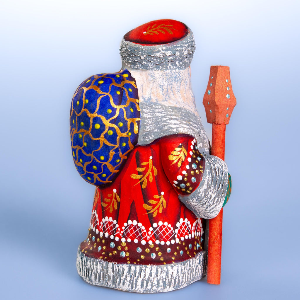 Hand painted Santa wooden figurine 5.1 inch, holiday shelf accent