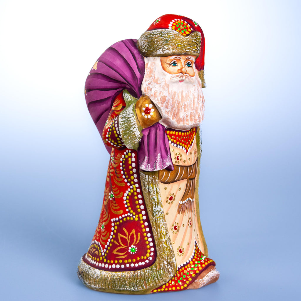 Hand carved Santa 9 inch solid wood figurine, folk art collectible