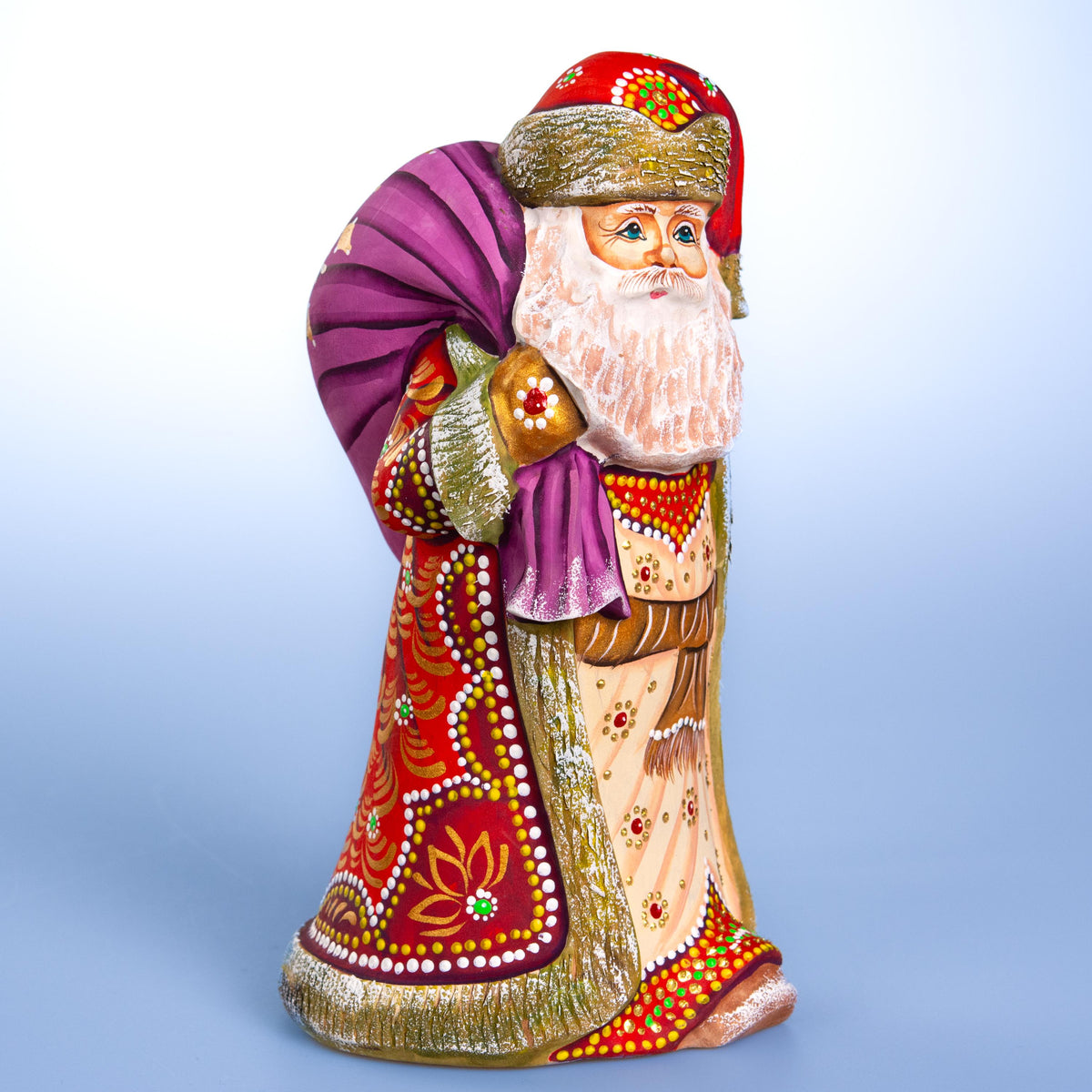 Hand carved Santa 9 inch solid wood figurine, folk art collectible