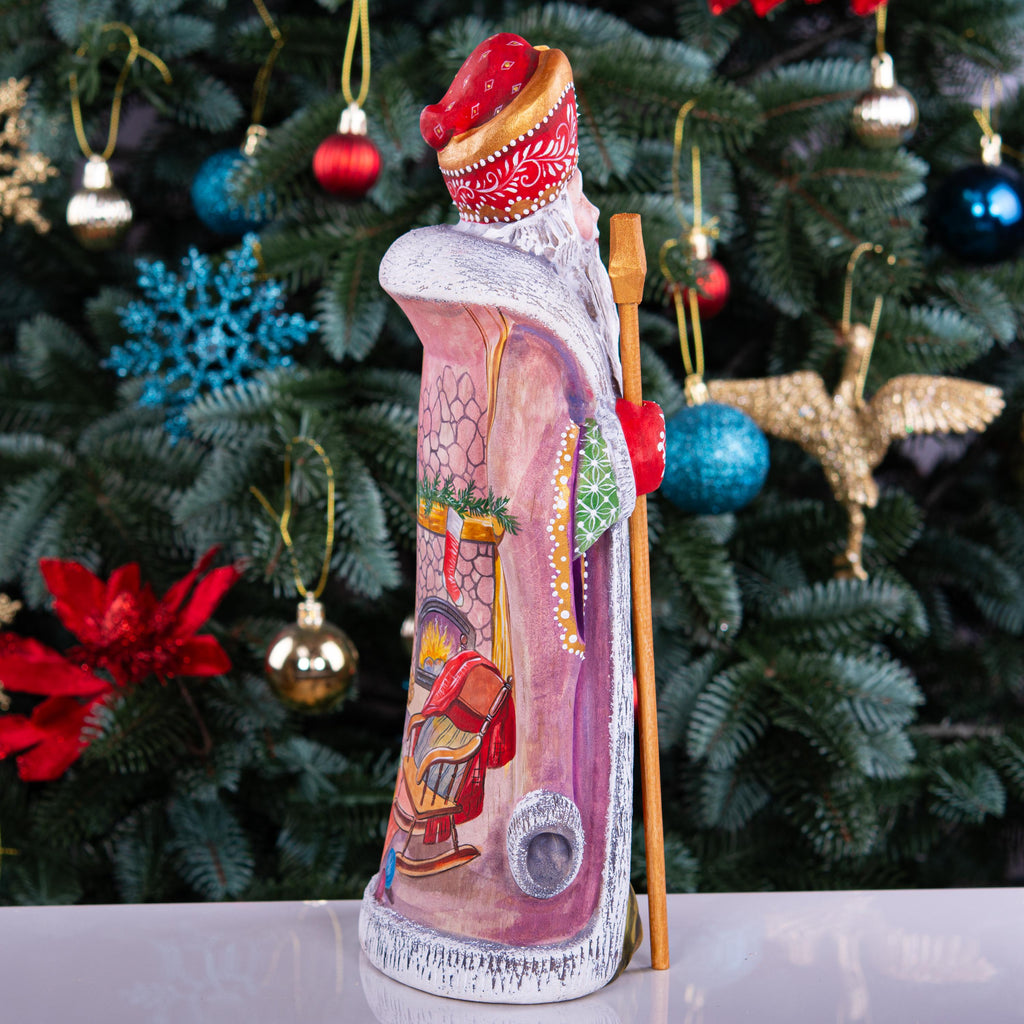 Hand Painted Wooden Santa Claus Figure 12 inch: Rustic Christmas Mantel Decoration