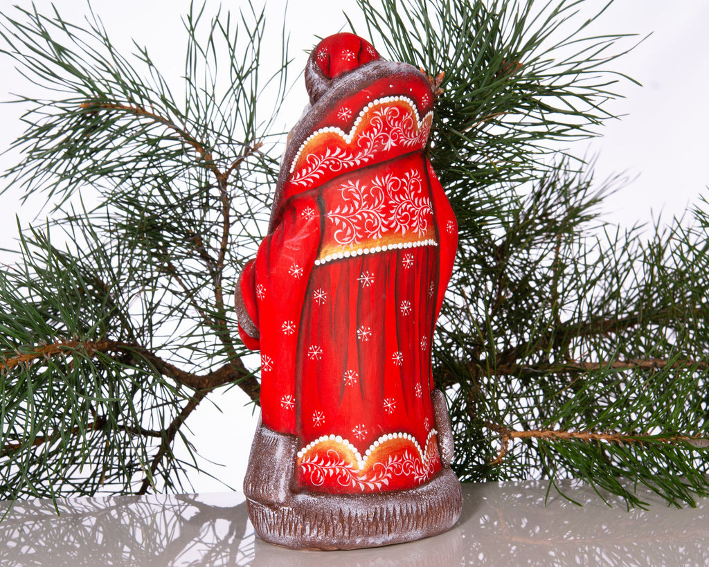 Hand-Carved Wooden Santa Claus Figurine: 9" Holiday Home Decor