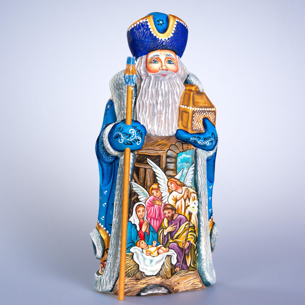 Hand carved Santa wooden figurine 12 inch, Nativity scene collectible