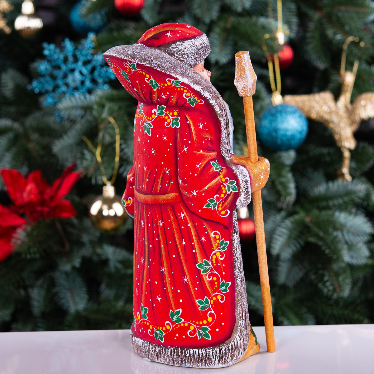 Collectible Santa figurine, folk art children and toys scene, 9.4 inch