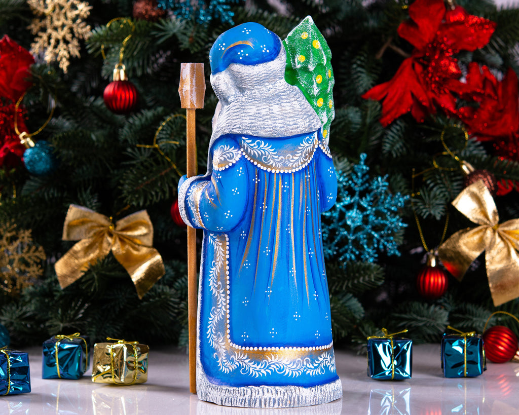 Hand Carved Wooden Santa Figurine: Old World Christmas Mantel Decor