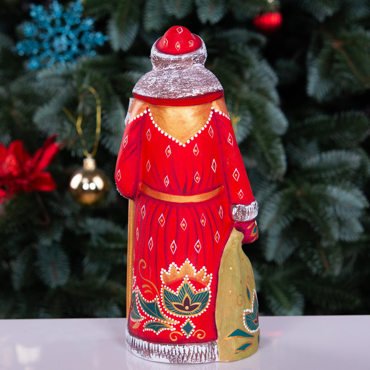 Hand Carved Wooden Santa Claus Figurine: Signed Folk Art Christmas Decor