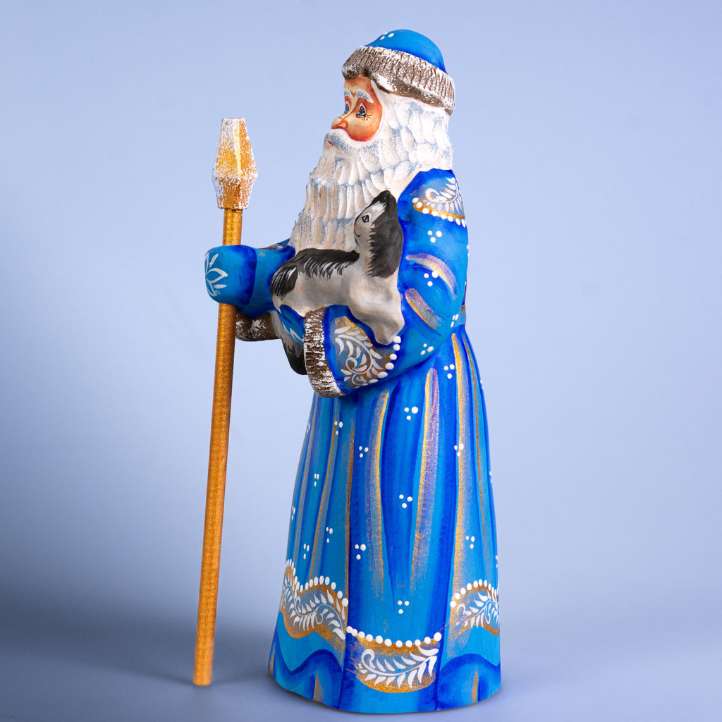 Collectible Santa figurine, cat lover holiday mantel decor, 9.1 inch