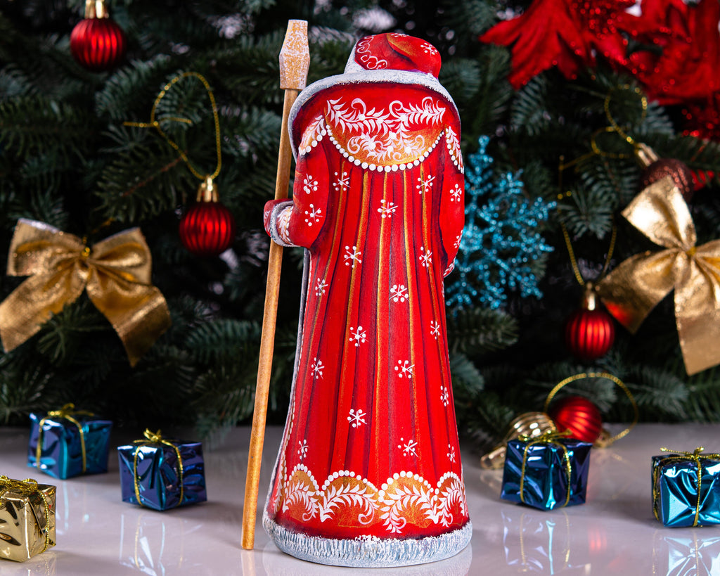 Hand Carved Wooden Santa Claus Figurine: 9" Christmas Decor