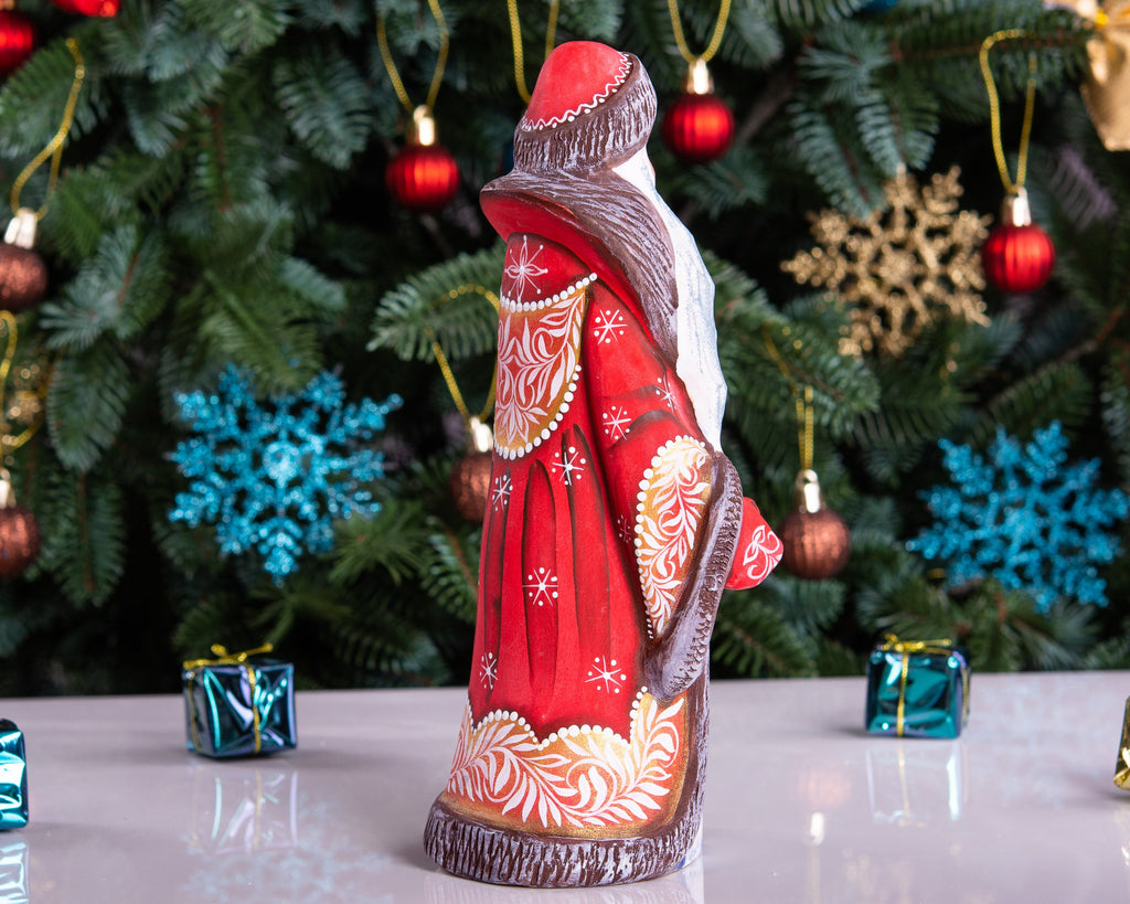 Hand carved Santa wooden figurine 9 inch with staff