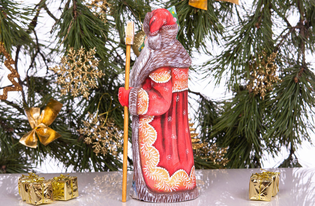 Hand-Carved Santa Figurine: Signed Solid Wood Christmas Decor