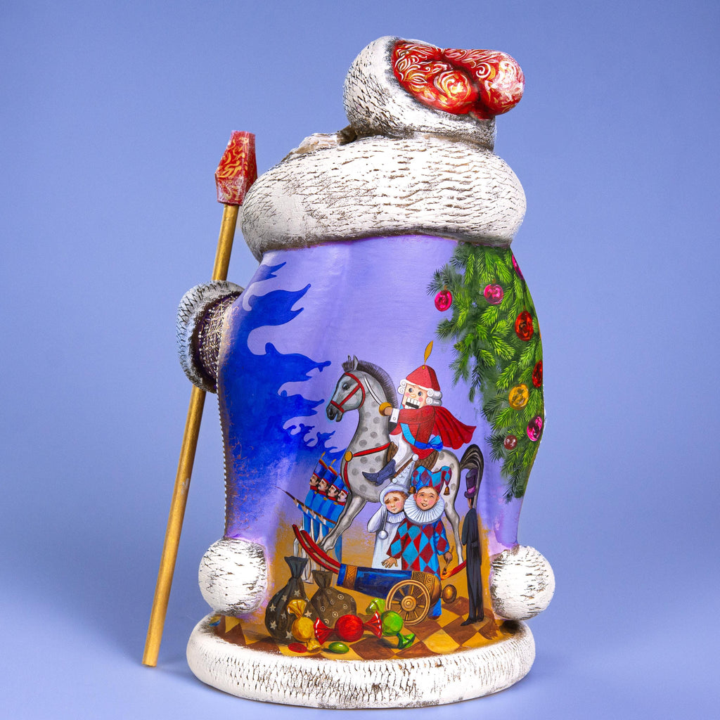 Hand Carved Santa Figurine: Nutcracker Ballet Scene, Painted Wood