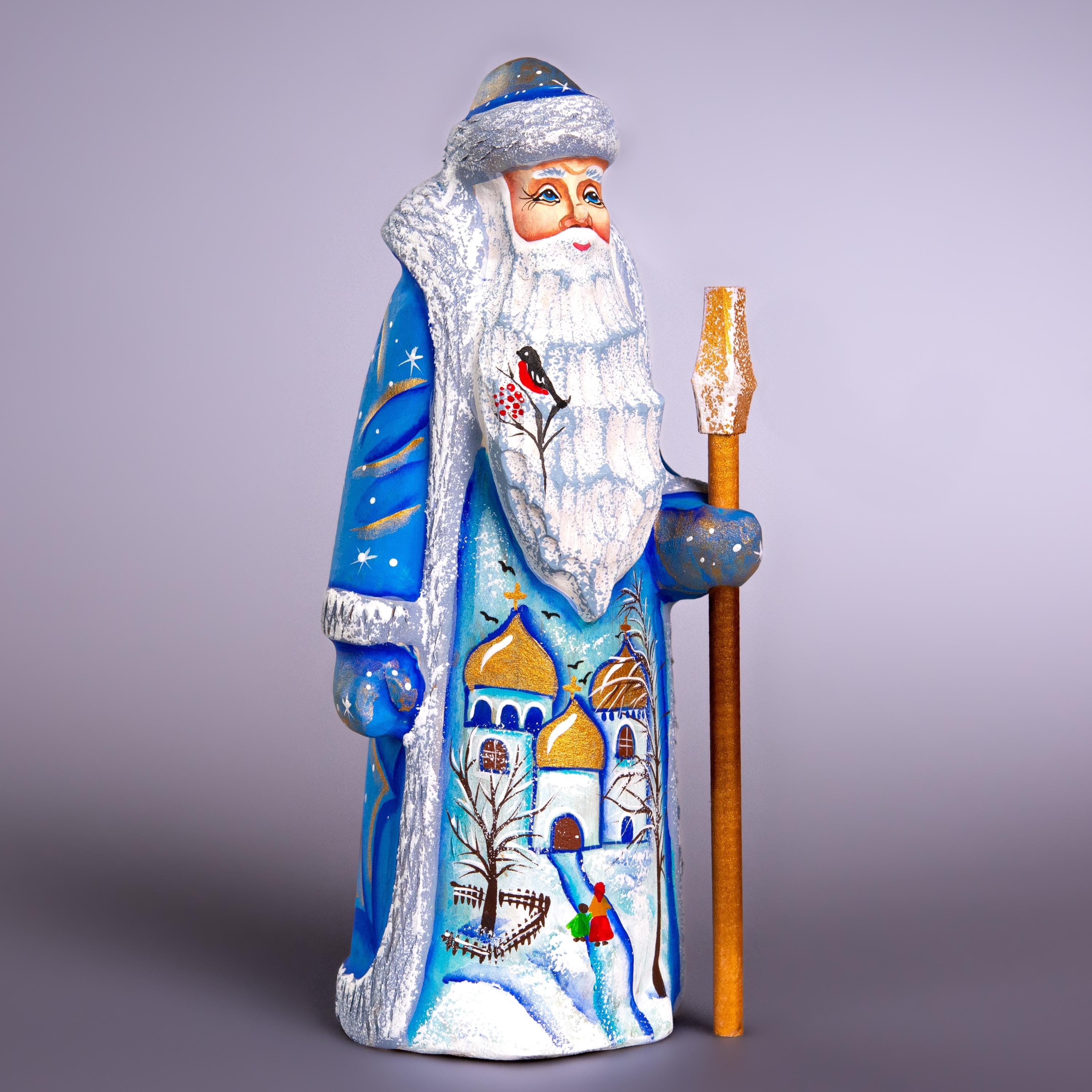 Wooden Hand Carved Santa Claus figurine 8", handmade home Christmas Holiday decor indoor, funny Christmas gift idea - made in Ukraine