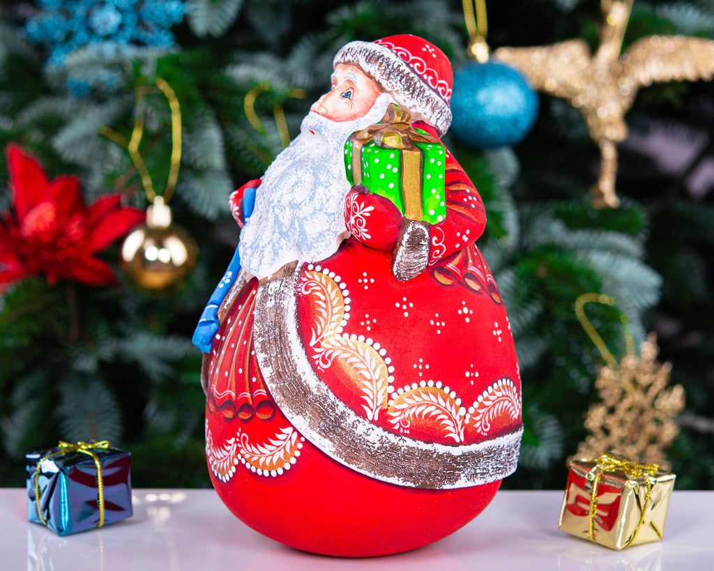 Wooden hand carved Santa Claus figurine, Handmade Christmas Holiday Home Decor indoor, Hand painted Christmas gift idea made in Ukraine