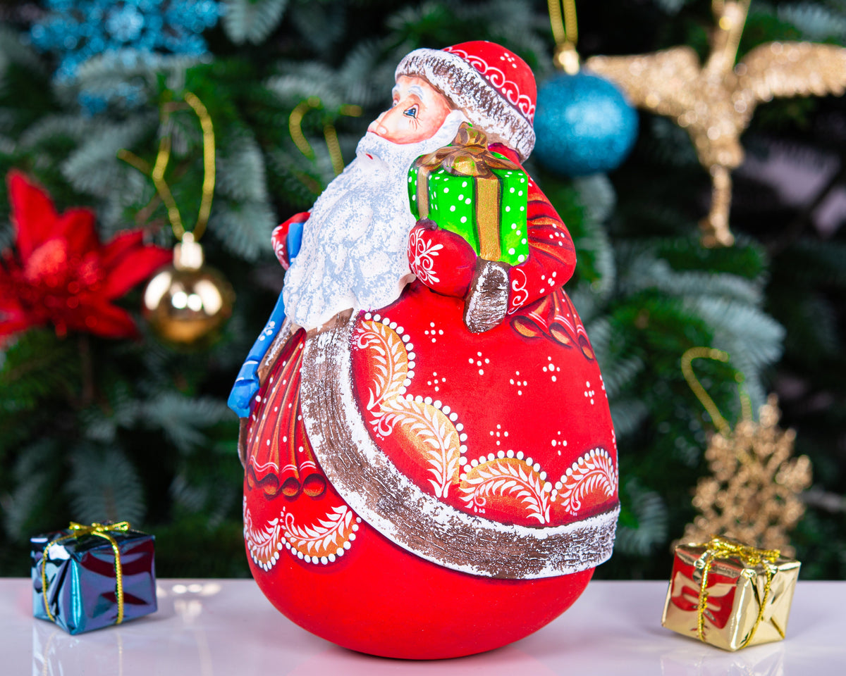 Wooden hand carved Santa Claus figurine, Handmade Christmas Holiday Home Decor indoor, Hand painted Christmas gift idea made in Ukraine