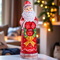 Hand carved Santa wooden figurine 11.4 inch, wreath Christmas decor
