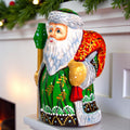 Hand carved Santa wooden figurine 5.1 inch, green coat shelf decor
