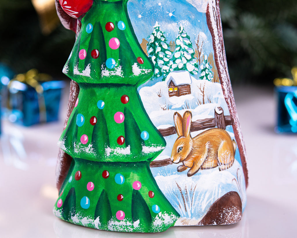 Hand-Carved Wooden Santa Claus Figurine: Retro Christmas Decor (9 inch)