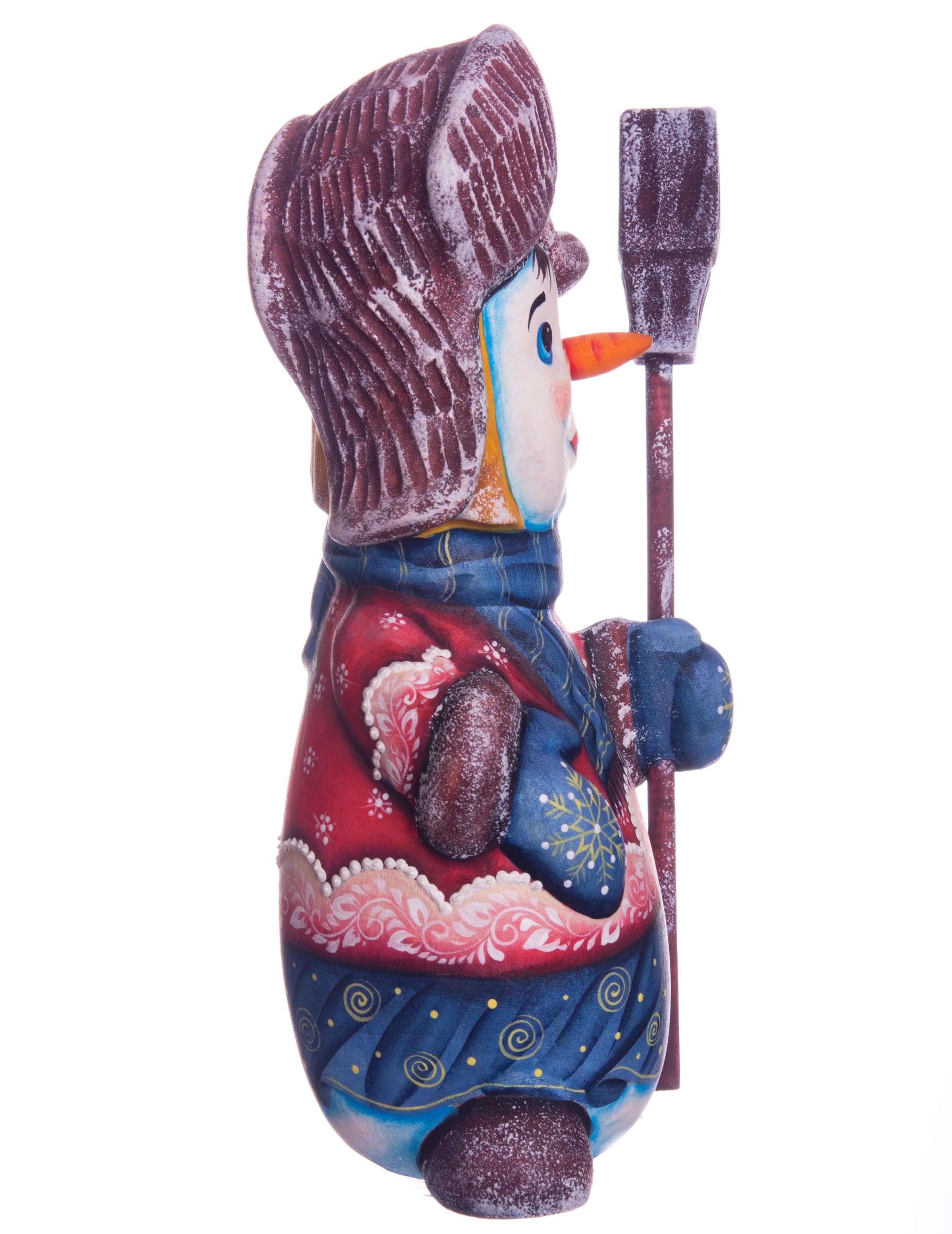 Hand painted snowman wooden figurine 8.3 inch, holiday mantel display