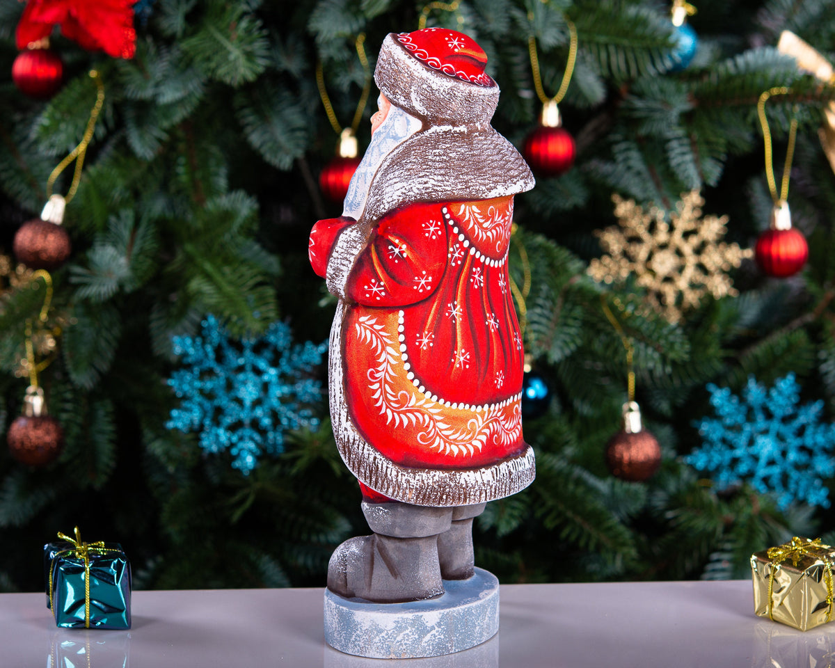 Hand-Carved Wooden Santa Claus Figurine: Holiday Home Decor (10 inch)