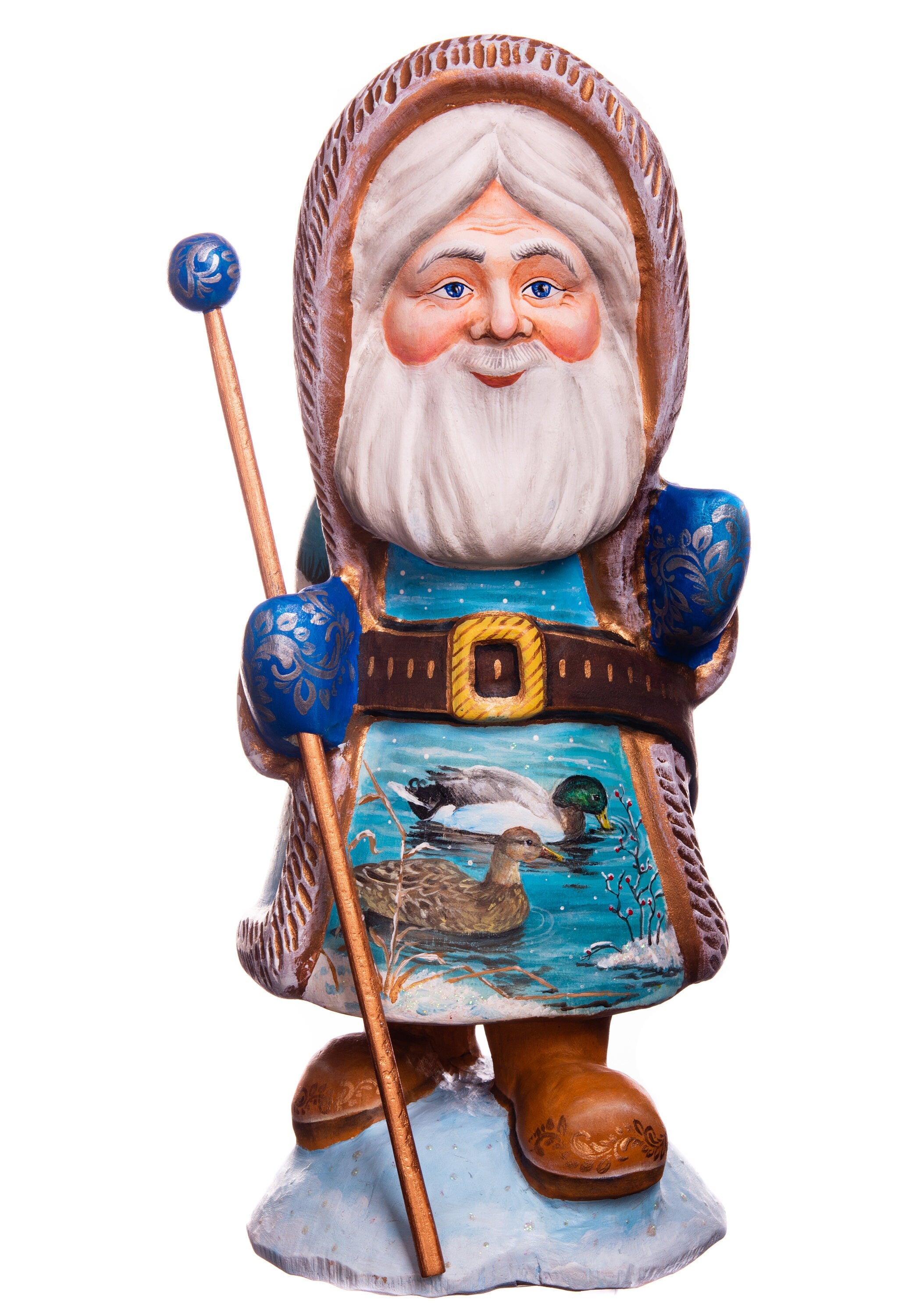 Hand-Carved Wooden Santa Claus Figurine: 12" Holiday Decor