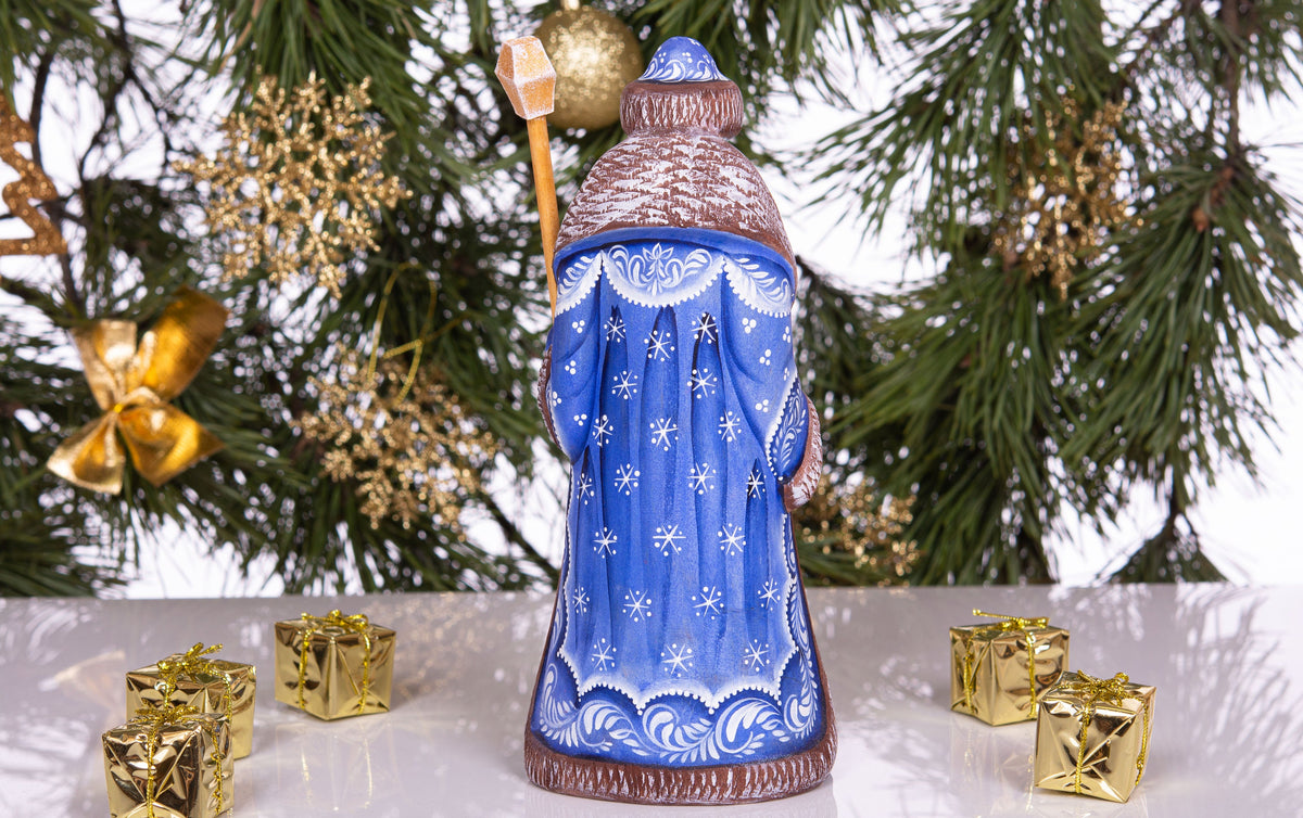 Santa Claus figurine, artisan hand painted girl scene, 8.7 inch