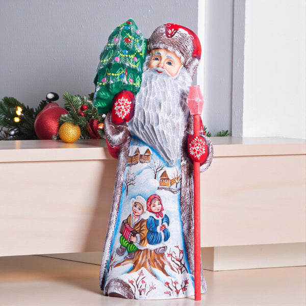 Rustic Santa Claus wood figure 10 inch, snowy country village, Christmas table décor