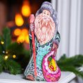 Hand Carved Wooden Santa Figurine: 9 Inch Rustic Christmas Decor