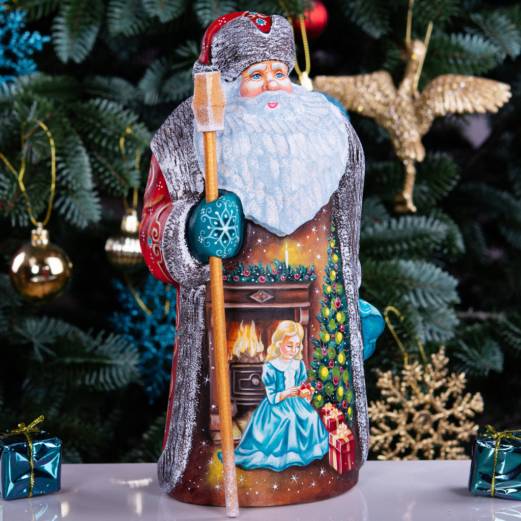 Wooden hand carved Santa Claus figurine 9", Christmas Holiday Home Decor indoor, Hand painted Christmas gift made in Ukraine