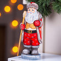 Hand-Carved Wooden Santa Claus Figurine: Holiday Home Decor (10 inch)