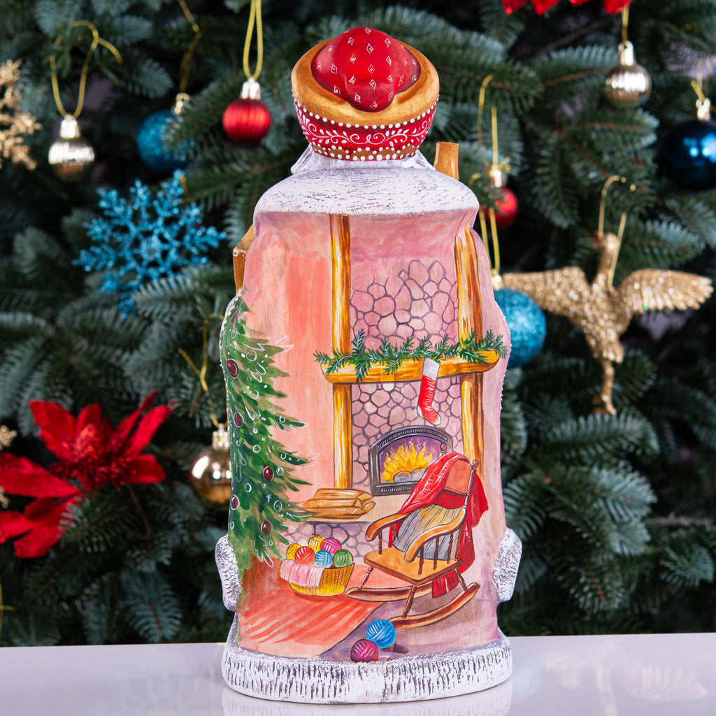 Hand Painted Wooden Santa Claus Figure 12 inch: Rustic Christmas Mantel Decoration