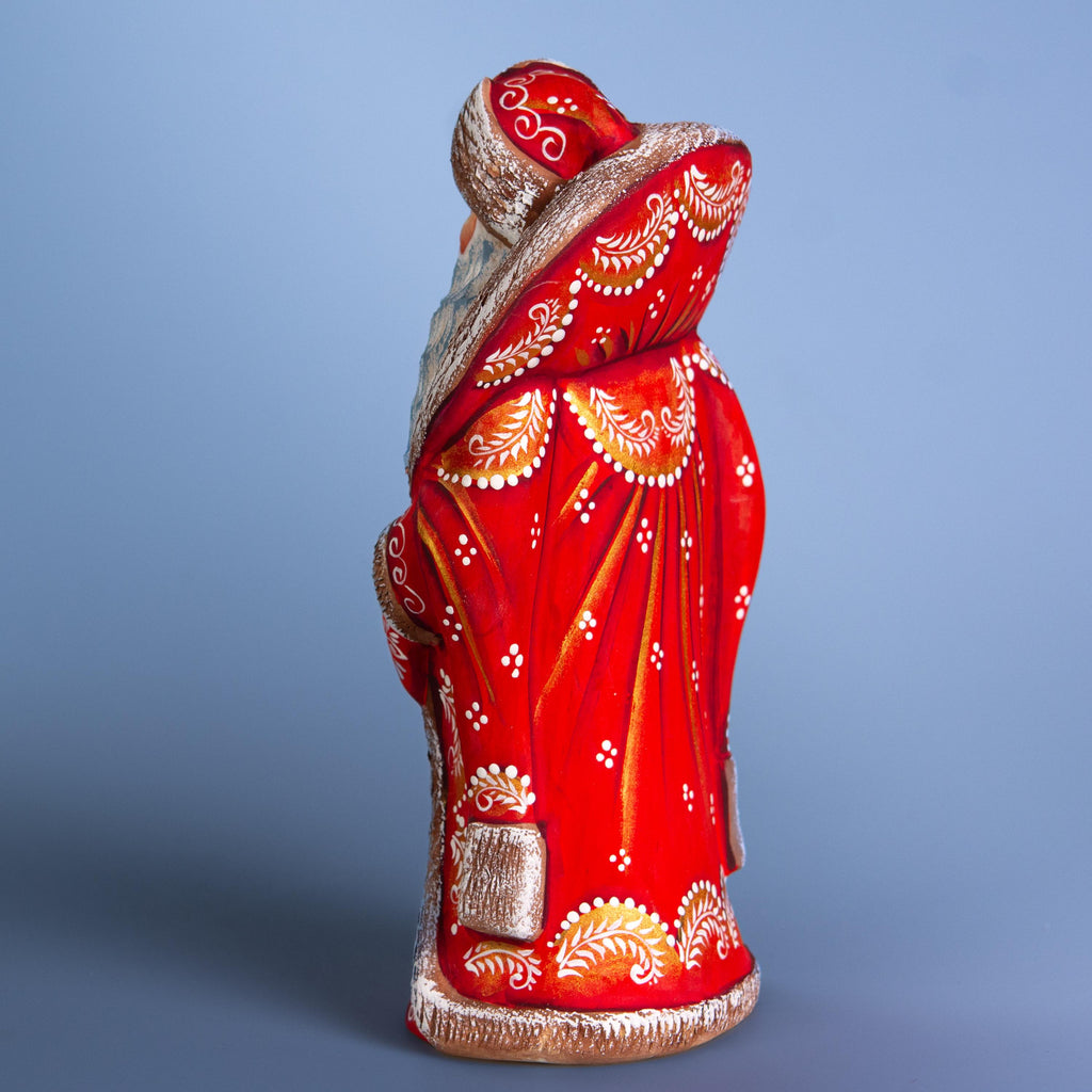Hand-Carved Wooden Santa Claus Figurine: 9" Christmas Decor