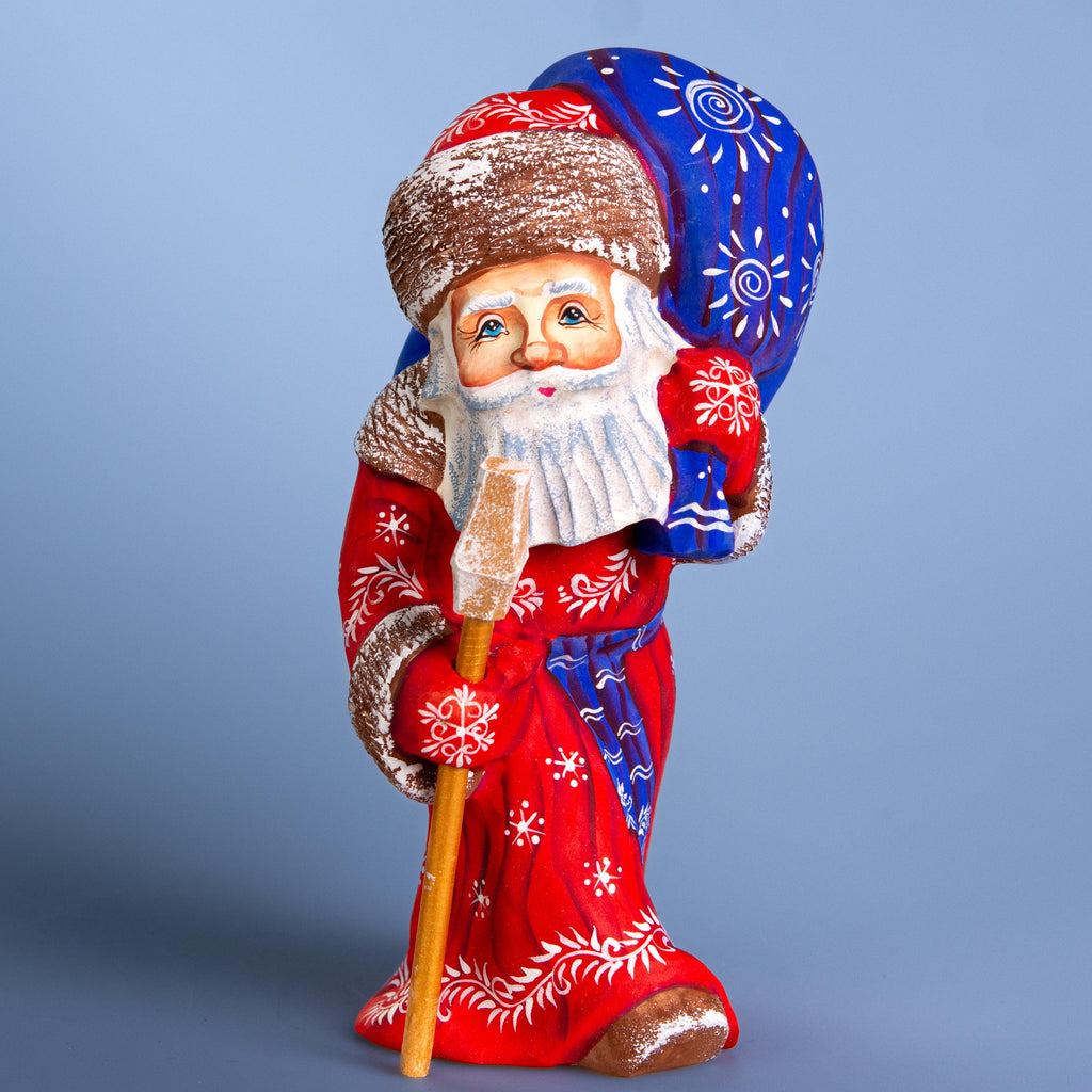 Wooden hand carved Santa Claus figurine 8", Christmas Holiday Home Decor indoor, Hand painted Christmas gift made in Ukraine