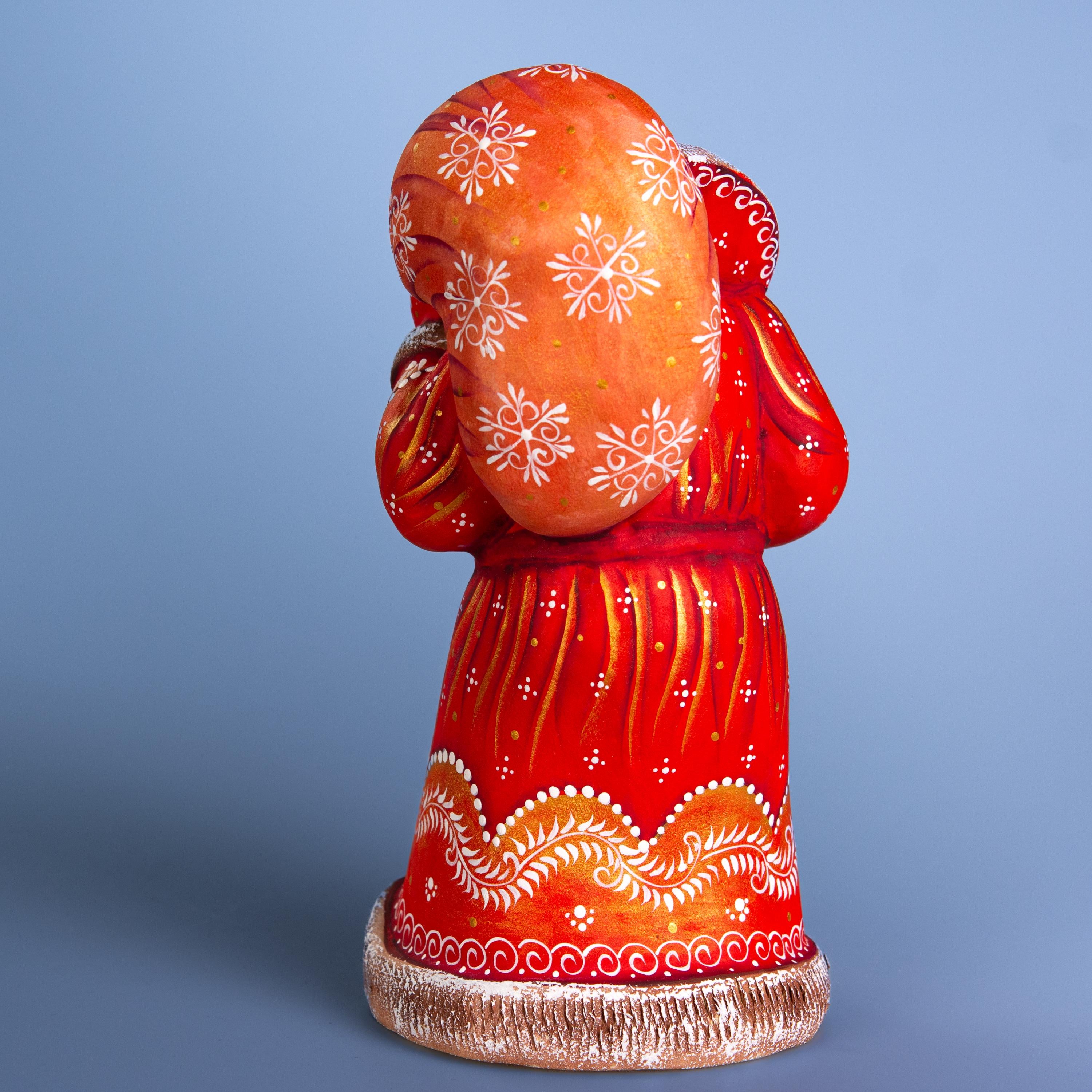 Wooden Carved Santa Claus figurine 9", Vintage Christmas Holiday Home Decor, funny Christmas gift made in Ukraine